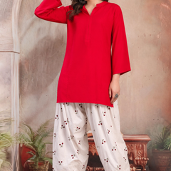 Women's Solid Straight Kurta with Printed Farshi Salwar Set