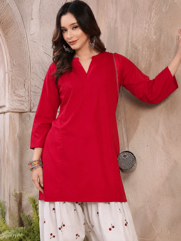 Women's Solid Straight Kurta with Printed Farshi Salwar Set