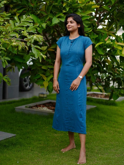 Midnight Button Down Midi Dress