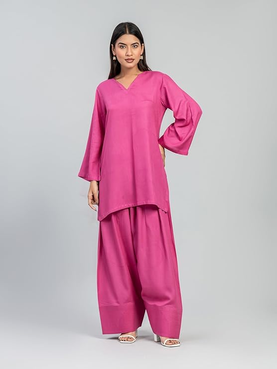 Womens Rayon Solid Straight Kurta Farshi Salwar Set