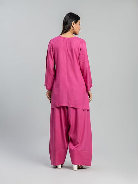 Womens Rayon Solid Straight Kurta Farshi Salwar Set