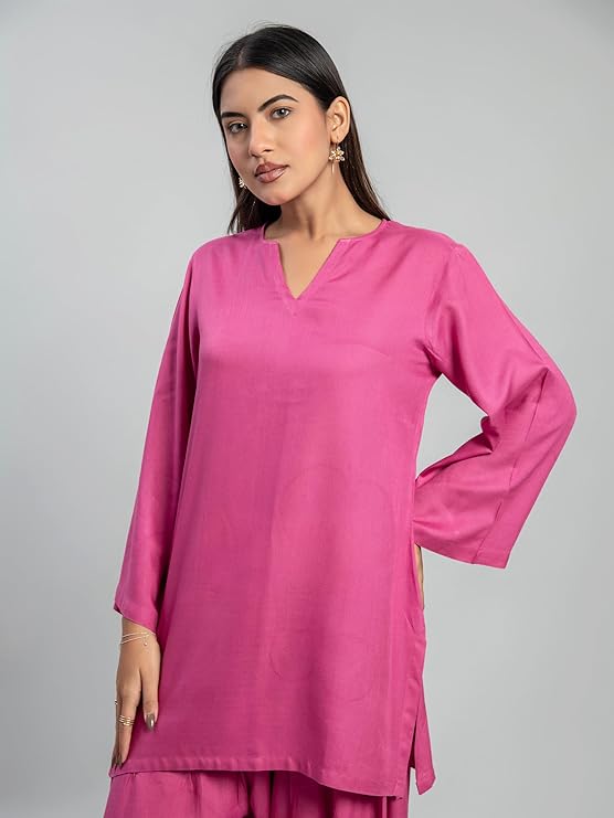 Womens Rayon Solid Straight Kurta Farshi Salwar Set
