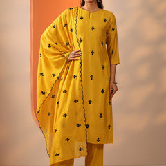 Women Floral Embroidered Regular Kurta with Trousers & With Dupatta