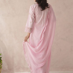 Women Bloomera Pink Rose Embroidered Pure Cotton Suit Set