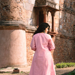 Blush Bloom Embroidered Cotton Kurta Set