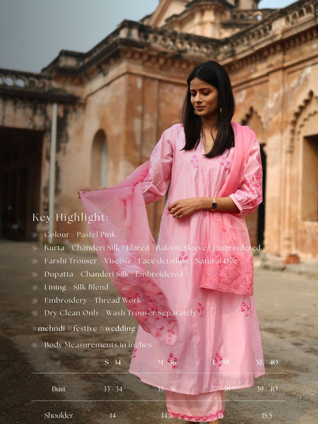 Blush Bloom Embroidered Cotton Kurta Set