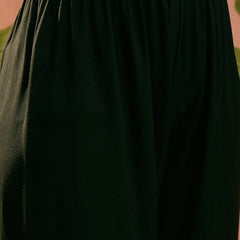 Women's Black Solid Rayon A-Line Kurta Pant Dupatta Set