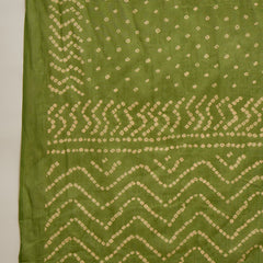 Women's Green Bandhej Printed Cotton Straight Kurta Pant Dupatta Set