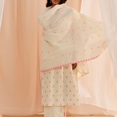 Floral Embroidered Thread Work Pure Cotton Kurta With Palazzos & Dupatta