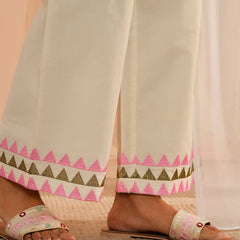 Floral Embroidered Thread Work Pure Cotton Kurta With Palazzos & Dupatta