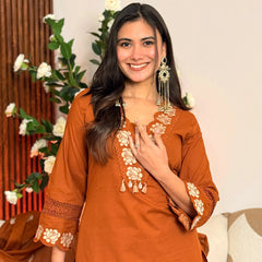 Floral Cutwork Embroidered Kurta Pants with Dupatta