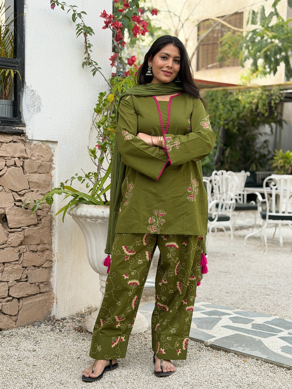 Emrald Green Pink Farshi Salwar set