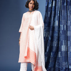 Indie-Floral Printed Straight Block Print Legacy Kurta with Trousers & With Dupatta