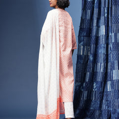 Indie-Floral Printed Straight Block Print Legacy Kurta with Trousers & With Dupatta