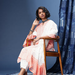 Indie-Floral Printed Straight Block Print Legacy Kurta with Trousers & With Dupatta
