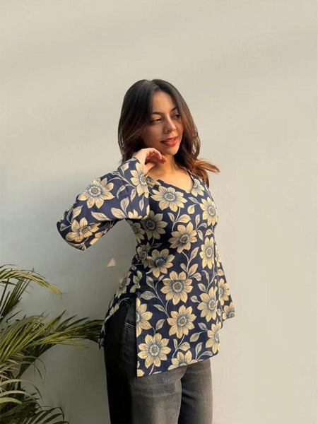 Cotton Jaipuri Printed Short Kurti