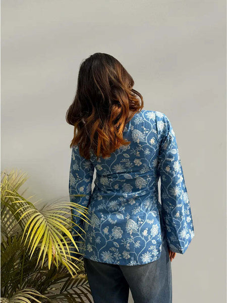 Sky Blue Rayon Short Kurti